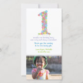 Carte De Remerciements Le ęr anniversaire de bébé monte en ballon le (Devant)