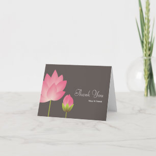 Carte De Remerciements Le gris moderne rose de fleur de lotus blanc vous