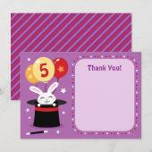 Carte De Remerciements Le lapin en fête d'anniversaire de casquette de (Devant / Derrière)