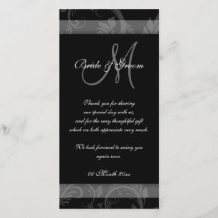 Carte De Remerciements Le mariage blanc noir "vous remercient" de party