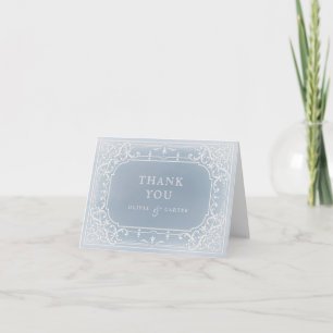 Carte De Remerciements Le mariage vintage romantique bleu poussiéreux