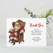 Carte De Remerciements Le Père Noël rétro assis en chaise Noël (Debout devant)