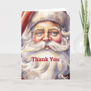 Carte De Remerciements Le Père Noël rétro dans un Noël Casquette rouge