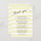 Carte De Remerciements Le petit jaune barre le bébé neutre (Devant / Derrière)