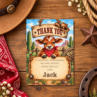 Carte De Remerciements Le plus sauvage de l'Ouest Cowboy Premier Annivers