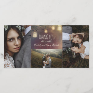 Carte De Remerciements Le pot de maçon allume le mariage rustique de