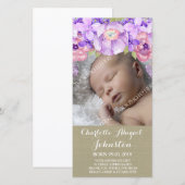 Carte De Remerciements Le pourpre Brown de toile de jute fleurit la (Devant / Derrière)