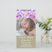 Carte De Remerciements Le pourpre Brown de toile de jute fleurit la (Debout devant)