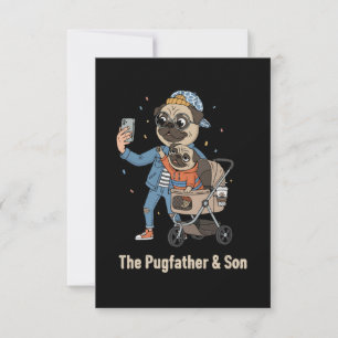 Carte De Remerciements Le Pugfather & Fils Selfi drôle de papa Pug et