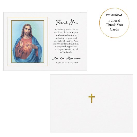 Carte De Remerciements Le Sacré Coeur de Jésus