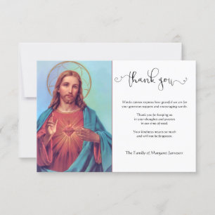 Carte De Remerciements Le Sacré Coeur de Jésus, catholique et religieux