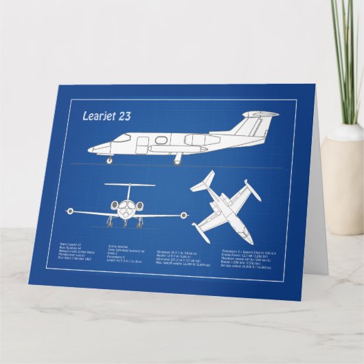 Carte De Remerciements Learjet 23 - Plan de dessin du plan directeur de l (Devant)