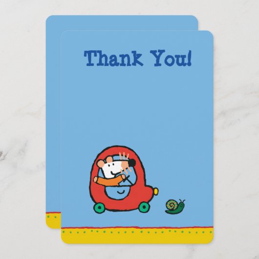 Carte De Remerciements Lecteurs de marguerite une jolie voiture rouge (Devant / Derrière)