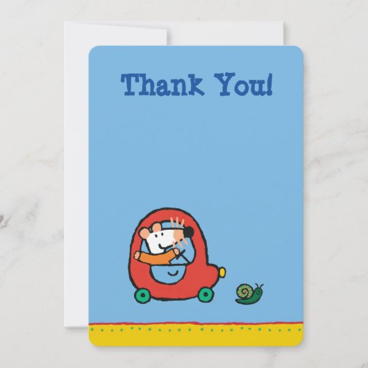 Carte De Remerciements Lecteurs de marguerite une jolie voiture rouge (Devant)