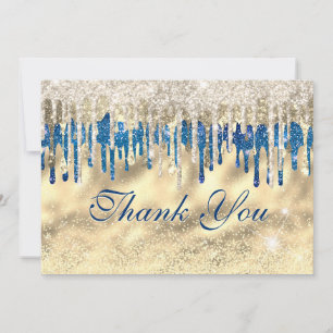 Carte De Remerciements Lecteurs de Parties scintillant Royal Blue Gold ch