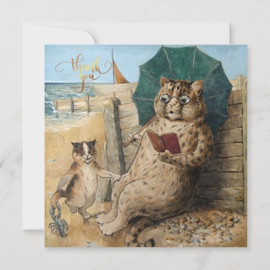 Carte De Remerciements Lecture de chats par Louis Wain (Devant)