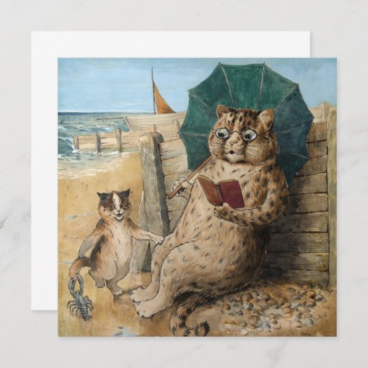 Carte De Remerciements Lecture de chats par Louis Wain (Devant / Derrière)