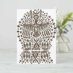 Carte De Remerciements Légende ancienne : Oiseau géant et tentes tribales