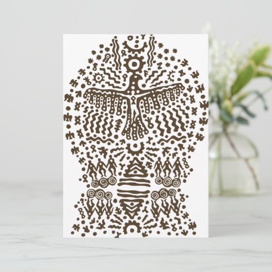 Carte De Remerciements Légende ancienne : Oiseau géant et tentes tribales (Debout devant)