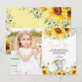 Carte De Remerciements L'éléphant de tournesol, un petit arachide (Devant / Derrière)