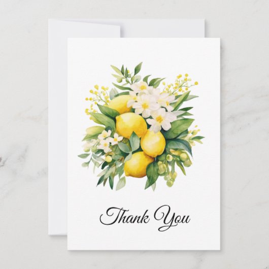 Carte De Remerciements Lemon Bouquet with White Blossoms Thank You (Devant)