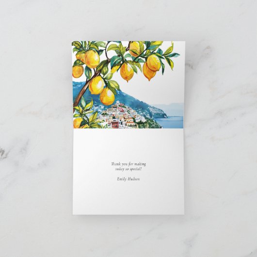 Carte De Remerciements Lemon Citrus Côte d'Amalfi Enterrement de Vie de J (Intérieur)