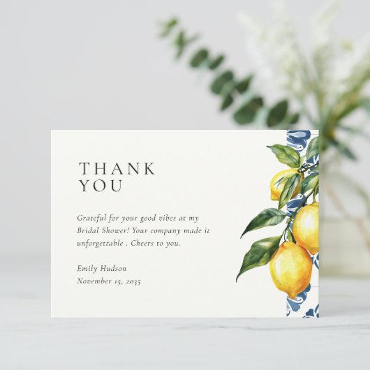 Carte De Remerciements Lemon Citrus Positano Fête de Mariage Italienne (Debout devant)