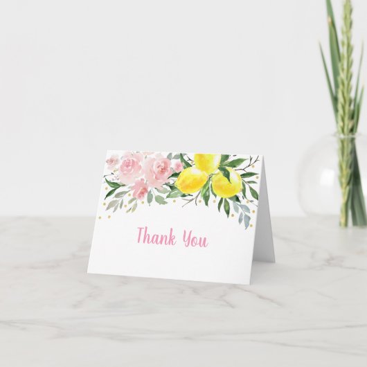 Carte De Remerciements Lemonade Pink Gold Floral Anniversaire (Devant)