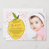 Carte De Remerciements Lemonade rose moderne 1ère photo d'anniversaire (Devant)