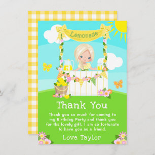Carte De Remerciements Lemonade Stand Anniversaire Blonde Hair Girl