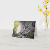 Carte de remerciements léopard des neiges (Fleur jaune)