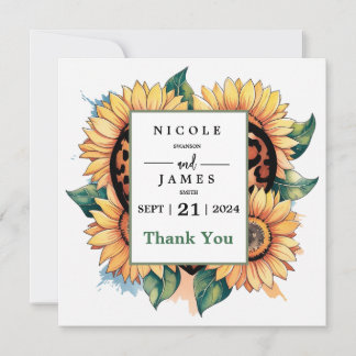 Carte De Remerciements Léopard Heart Floral