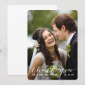 Carte de remerciements l'épousant simple de photo (Devant / Derrière)