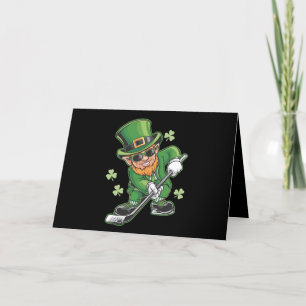 Carte De Remerciements Leprechaun Jouer Hockey St Patrick's Day Irish