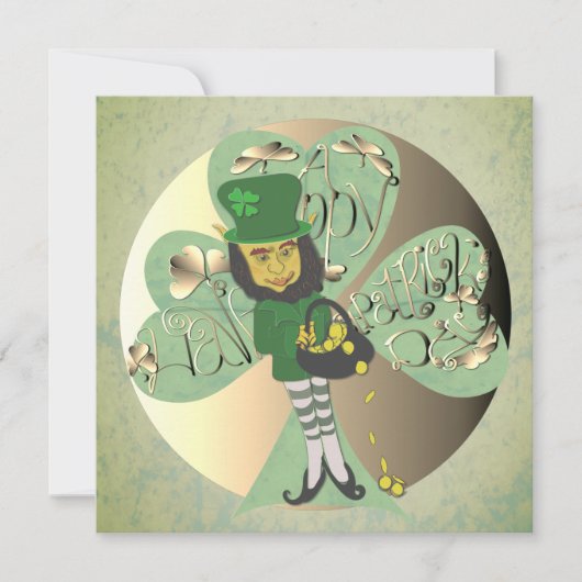 Carte De Remerciements Leprechaun "Joyeuse Saint Patrick" (Devant)