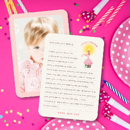 Carte De Remerciements Les 1 an de Little Miss Pink Cupcake Girl