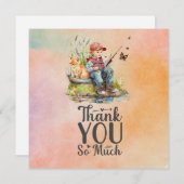 Carte De Remerciements Les amateurs de pêche pêchent avec un chat (Devant / Derrière)