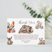Carte De Remerciements Les animaux de ferme d'hiver Noël (Debout devant)