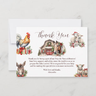 Carte De Remerciements Les animaux de ferme d'hiver Noël