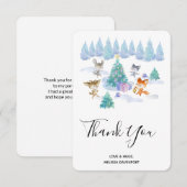 Carte De Remerciements Les Animaux De Forêt Dansant Autour De L'Arbre De  (Devant / Derrière)