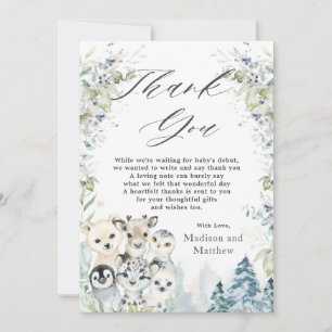Carte De Remerciements Les animaux de l'Arctique Baby shower d'hiver Wond