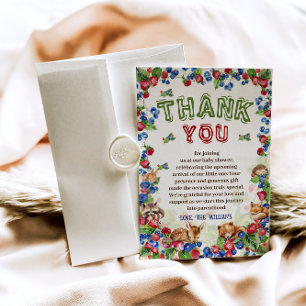 Carte De Remerciements Les animaux mignons Baby shower naturel du Berry b