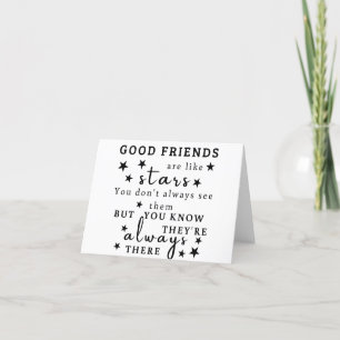 Carte De Remerciements Les bons amis sont comme des étoiles : Art de cita