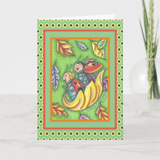 CARTE DE REMERCIEMENTS LES BULLETINS D'ÉCHELON EN TOMBANT LES FEUILLES DE (Devant)