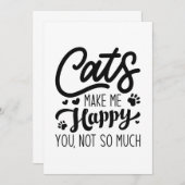 Carte De Remerciements Les Chats Me Rendent Heureux Vous N'Êtes Pas Tant (Devant / Derrière)