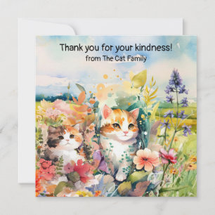 Carte De Remerciements Les chats sont dans le champ de fleurs