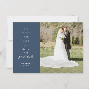 Carte De Remerciements Les coeurs sont Mariage bleu photo deux