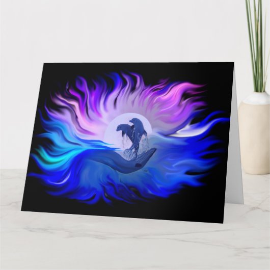 Carte De Remerciements Les dauphins au clair de lune (Devant)