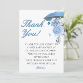 Carte De Remerciements Les douches bleu avril apportent beaucoup de fleur (Debout devant)