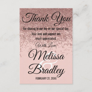 Carte De Remerciements Les étincelles roses de parties scintillantes d'or